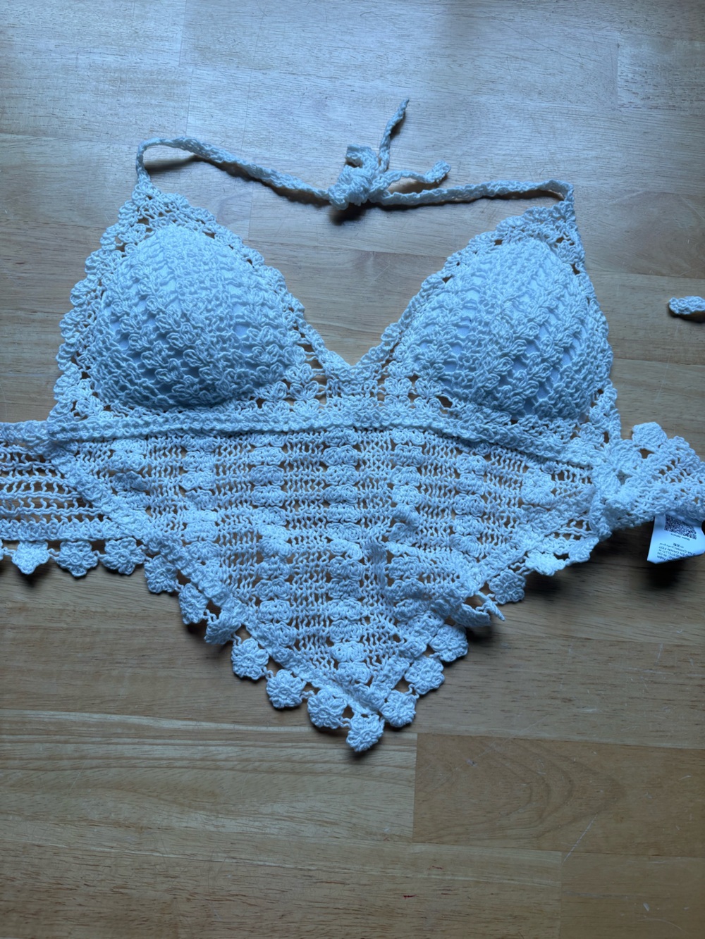 SHEIN White Crochet Bralette Crop Top fits more like a small